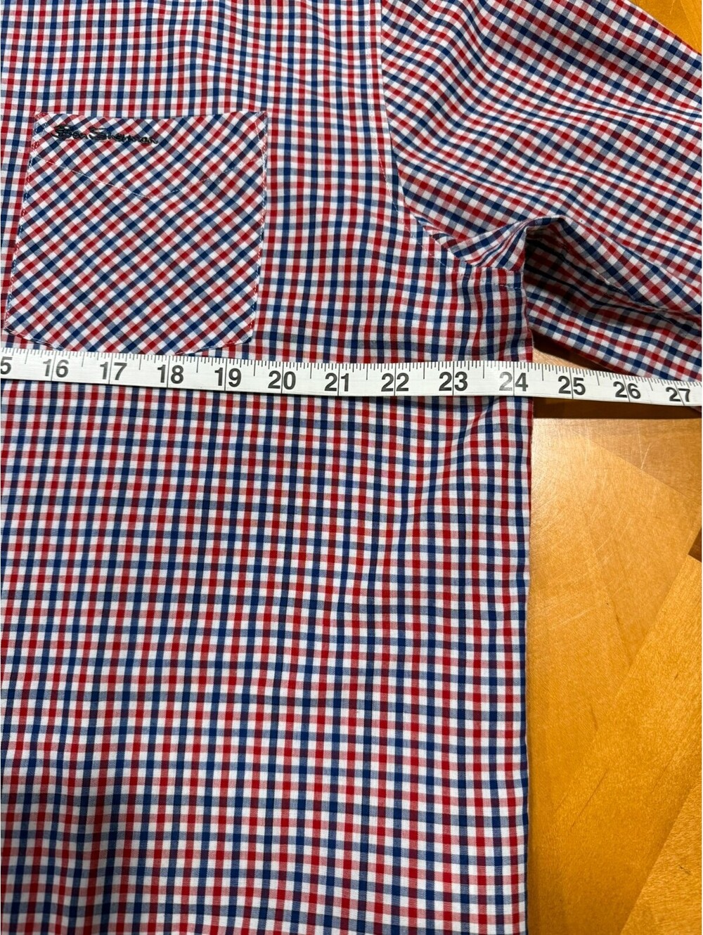 Ben Sherman Union Fit Shirt Mens XXL Red Blue Gingham Long Sleeve - Picture 5 of 8